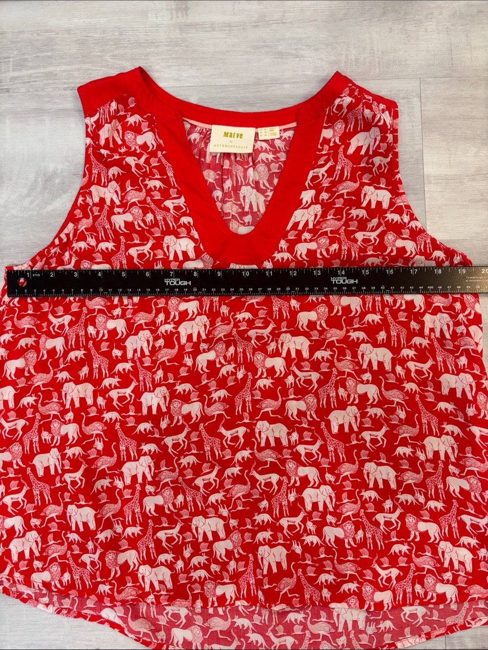Maeve by Anthropologie Red and White Elephant Print Tank Top size 12 - Picture 6 of 8